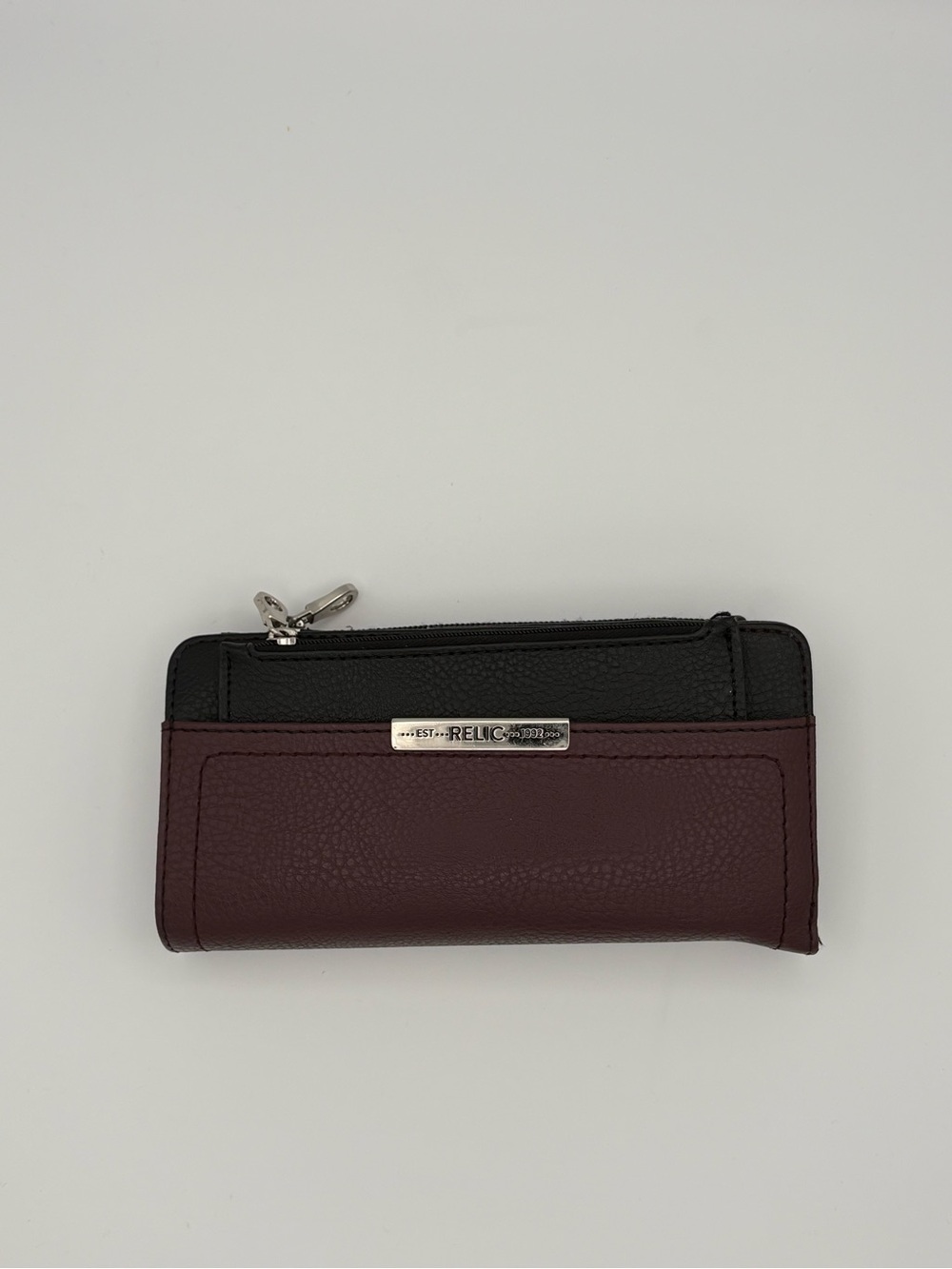 Relic Colorblock Clutch Wallet - Black & Burgundy